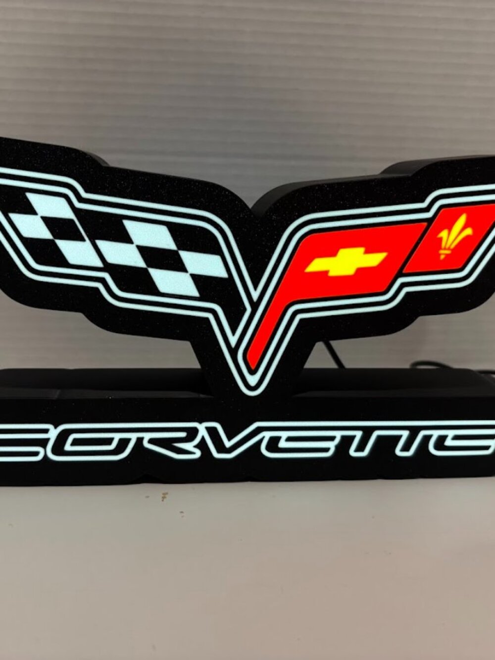 Corvette Logo 3d LED Light Box Sign Garage Man Cave